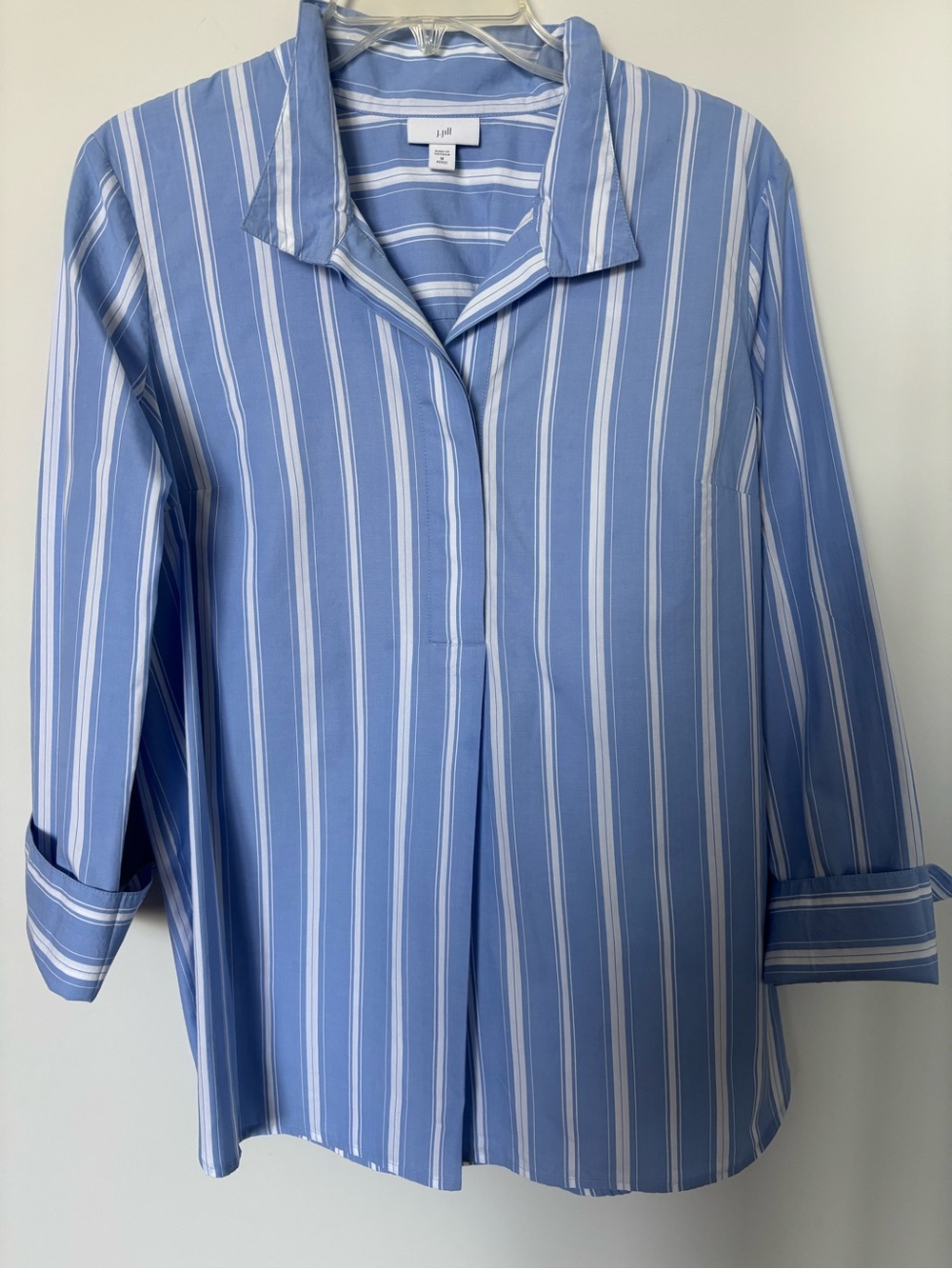 J. Jill Blue and White Striped Button-Down Tunic